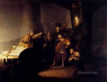 dt Painting - Repentant Judas Returning The Pieces Of Silver Rembrandt